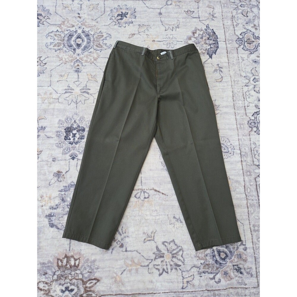#487 VTG LL Bean Men's Green Double L Chinos 38x29 Classic Fit Khakis Cotton